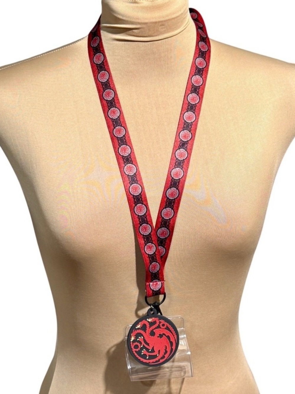 Game of Thrones House Targaryen Dragon Lanyard with ID Holder Red Black HBO 2017